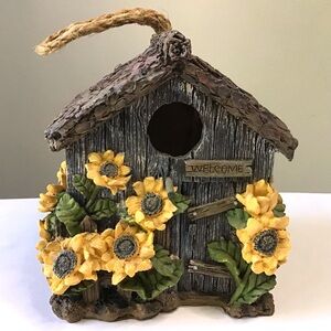 Vintage Birdhouse Rustic Resin Sunflower Welcome Design Summer Fall Autumn Decor